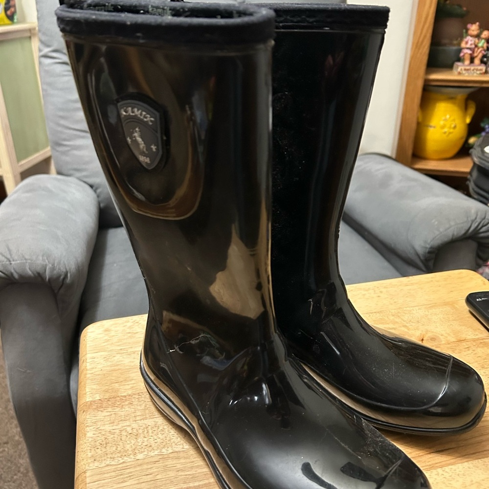Black Rain Boots with Logo
